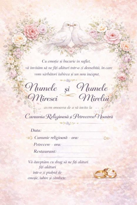 Invitatii personalizate pentru–Nunta•Botez•Gender Reveal•Save the Date
