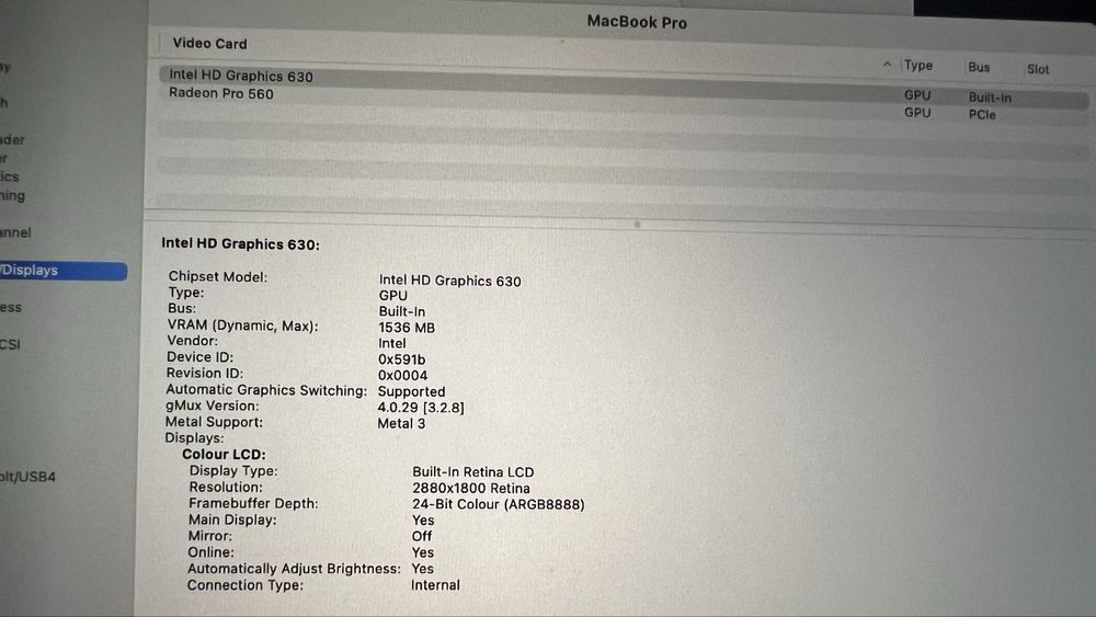 MacBook Pro 15 inch A1707 16GB ram 512 GB SSD touchbar