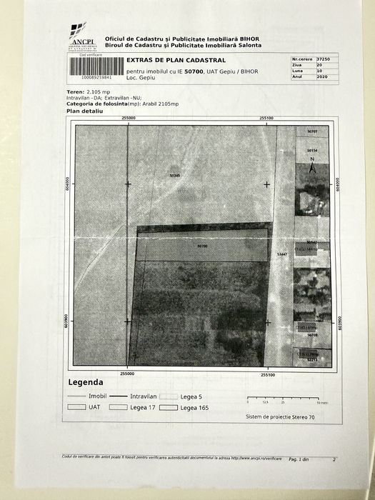 Vând teren intravilan 2.105 mp în Bicaci – utilități complete, acces la drum principal