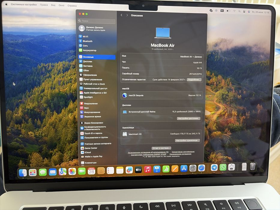 Macbook air m4 15.3 16/256 серый