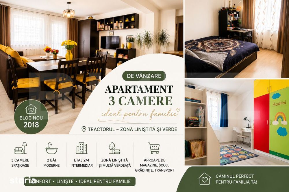 Apartament 3 camere, etajul 2 | parcare inclusa | Tractorul — fotografia 3