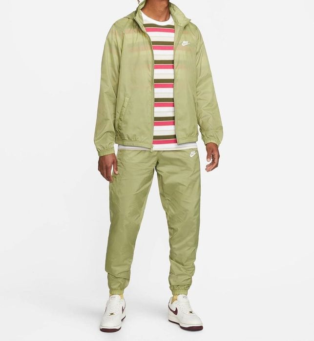 NIKE Tracksuit Mens Sportswear Football Woven Lined Green White Size L