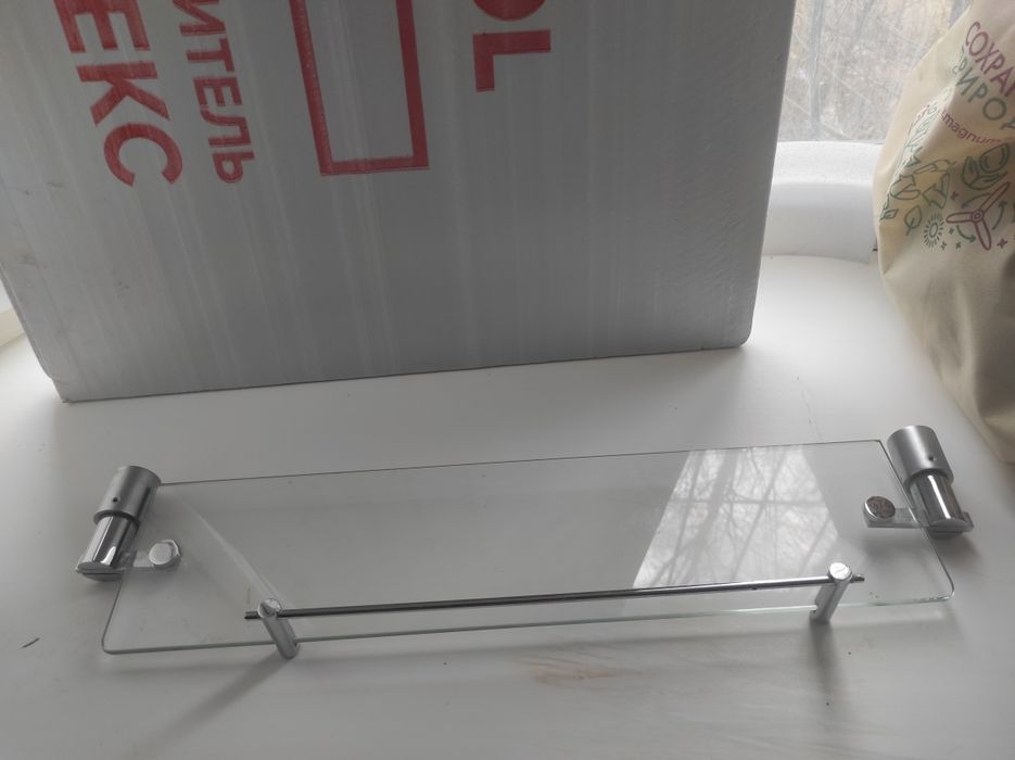 Полка  1 шт, металл, стекло для душевого или ванной комнаты Караганда