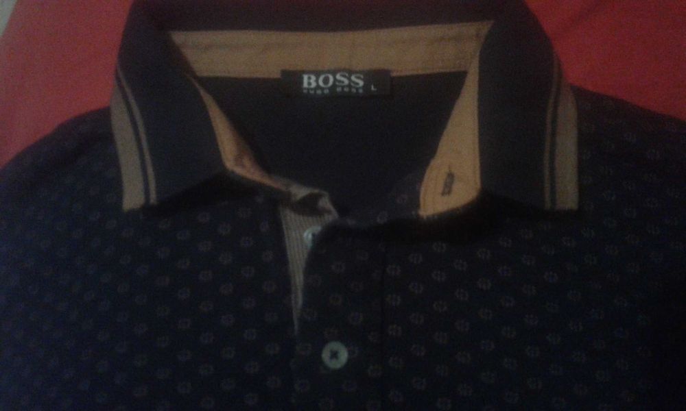 Блуза BOSS L,черна с бежови надписи