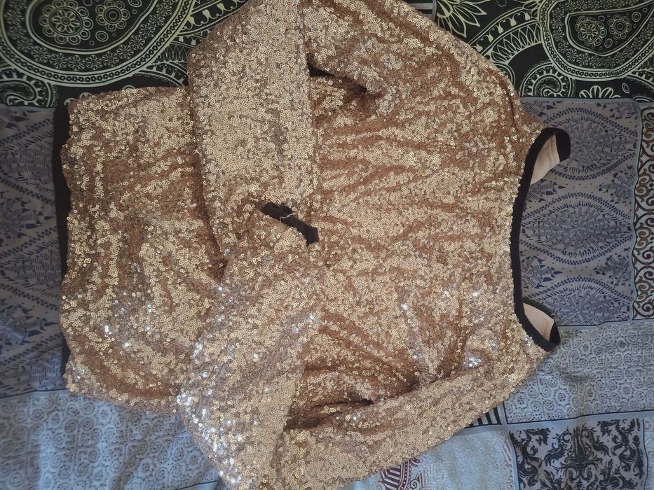 Дамска блестяща горничка с пайети – златиста