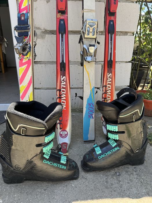 3 perechi de Schiuri Salomon ski / Hagan / Duret iarna + Winter Clăpari Dachstein – Stare Bună