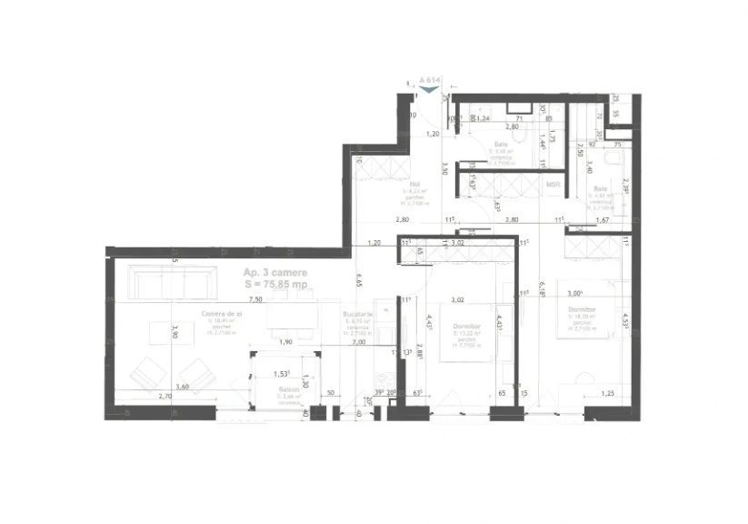 Apartament 3 Camere Semifinisat De Vanzare | Soporului Iulius Mall | B