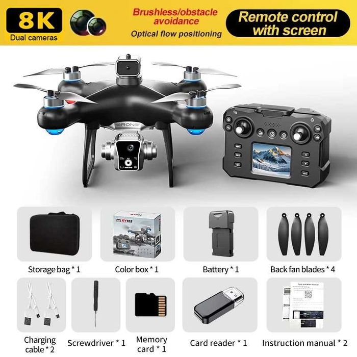 Drone Profesionala Xiaomi KY102 MAX 5G cu Camera Duala 8K, Evitare Obstacole, Fotografii Aeriene, Design Pliabil