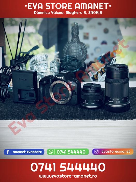 Aparat Foto Mirrorless Canon EOS R50 Kit cu Obiectiv RF-S 18-45mm + RF-S 55-210mm