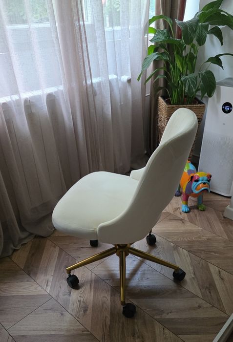 Scaun de birou rotativ Mobexpert Merony – Elegant, Bej/Auriu