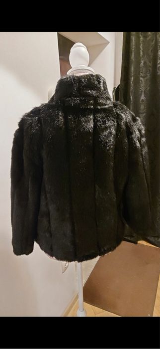Haina dama din blana neagra 3/4