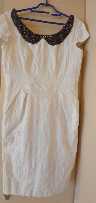 Rochie alba brocart Mizar