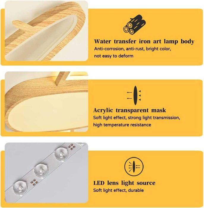 LED ЛЕД лампа полилей димируема дистанционно детска самолет н230