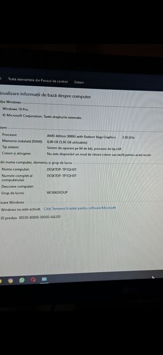 Vand unitate/PC complet + Monitor LG 20″ | Athlon 3000G | 8GB RAM | SS