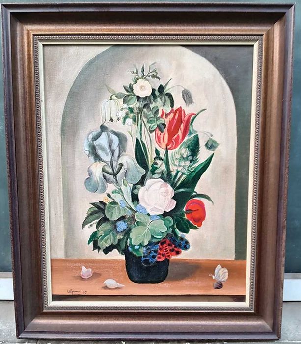 Tablou vechi - armonie florala - semnat si datat Walgraeve `79