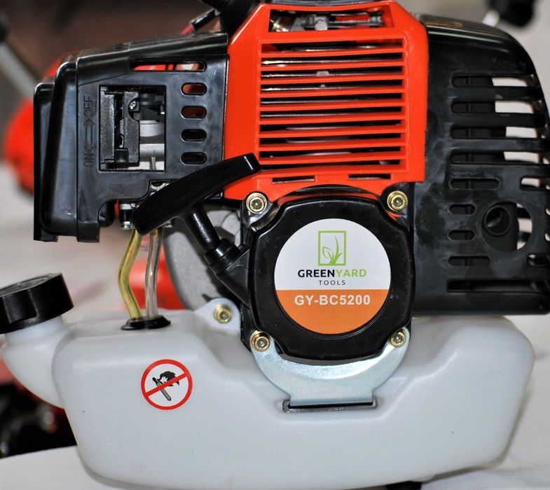 Тример за трева с прав прът Greenyard - моторен - 52 куб.см със самар, циркулярен диск, корда,очила, 100 мл масло