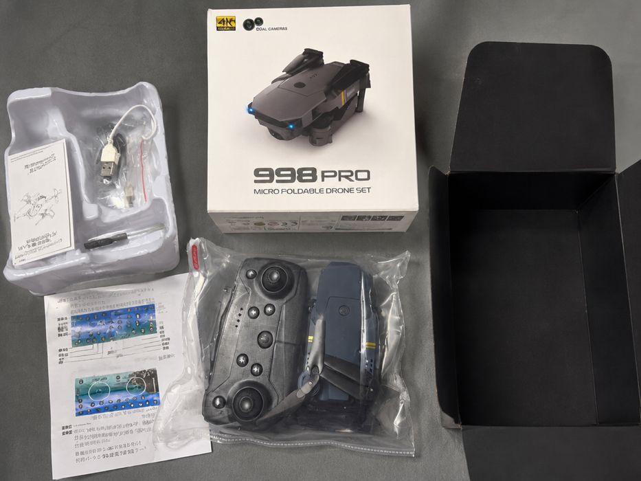 Drona 998 PRO 4K ultra HD, 2 camere, brate pliabile, wifi, buton de Return To Home