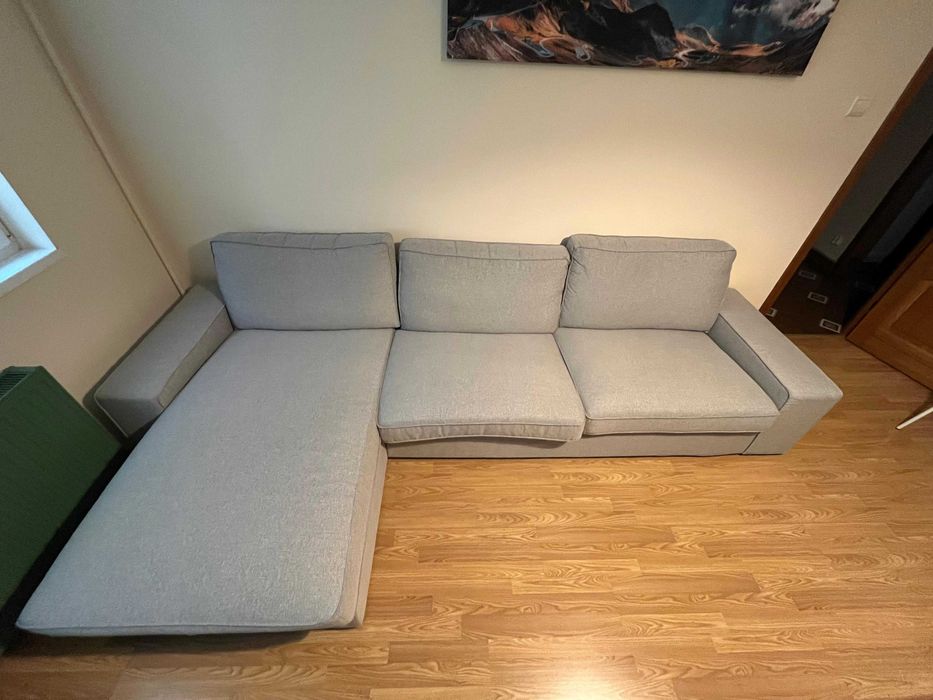 Canapea coltar modulara, gri deschis, spuma.