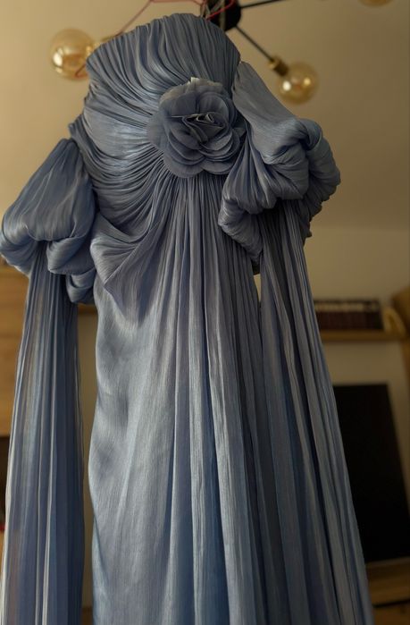 Rochie de seară superbă, albastru deschis, cu mâneci detașabile – Nu   Ana Radu