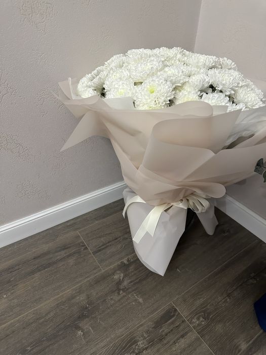 Цветы 101 шт белые хризантемы