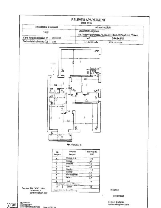 Apartament trei canere decomandate