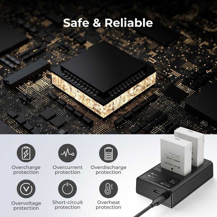 Комплект 2 батерии LP-E8 + зарядно K&F Concept