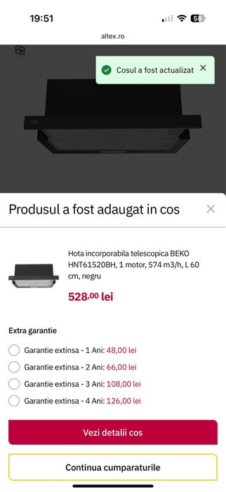 Vând hotă incorporabilă Beko nouă