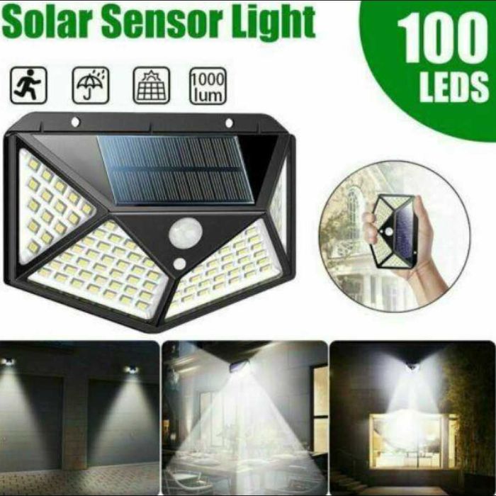Set 8 lampi 100 LED cu panou solar, senzor de miscare si lumina