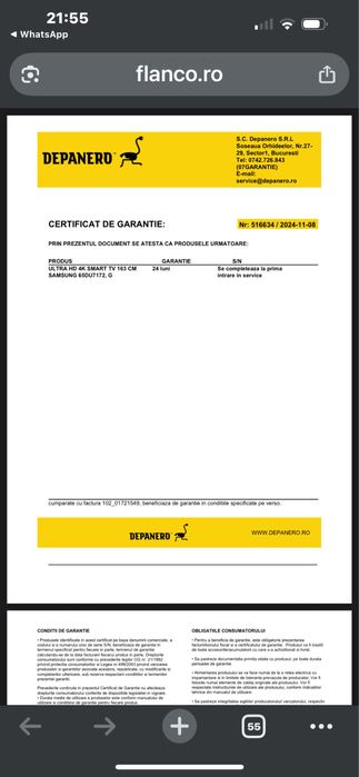 Televizor led smart 4K 163 cm Samsung !