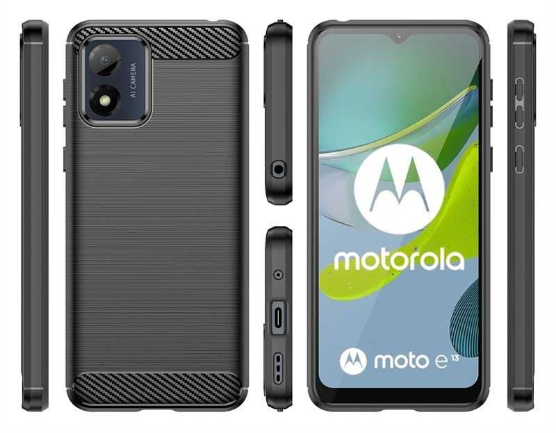 Motorola E13 E22 E20 E40 G13 G23 G53 - Удароустойчив Кейс Гръб CARBON