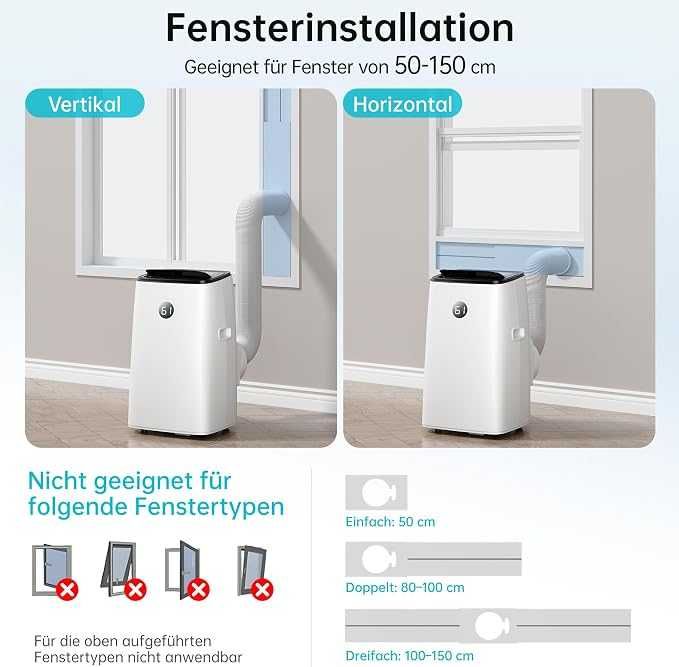 Мобилен климатик DOMANKI 12000 BTU, 3 в 1, до 50 м² -НОВ
