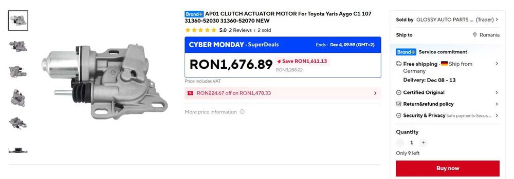 ACTUATOR ambreiaj pentru Toyota Yaris Aygo AP01