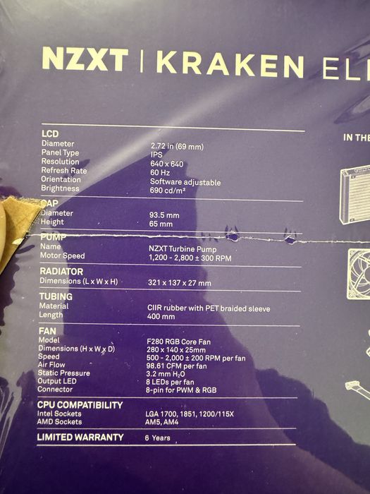 Răcitor lichid NZXT Kraken Elite 280 V2 RGB 280 mm , nou , cutie sigilata