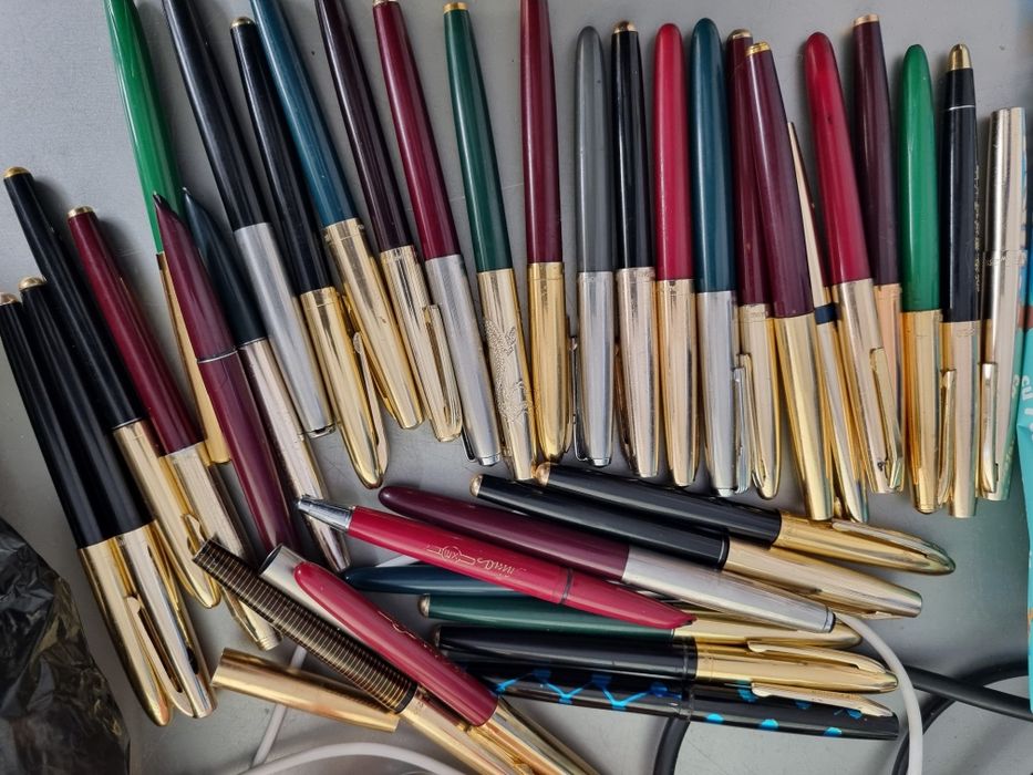 colectie stilouri china ,penite suflate cu aur