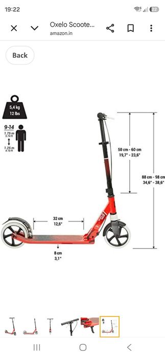 Oxelo Scooter SC MID 9 RED