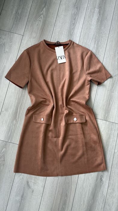 Zara рокля в кафяв велур