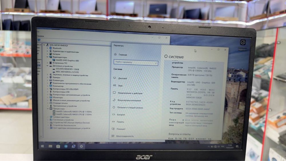 Acer office Noutbuk seleron N4020 DDR4 4/500 hdd holati yaxshi