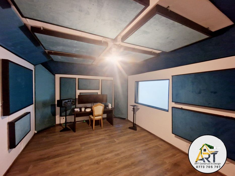 Montaj panouri acustice și burete fonoabsorbant