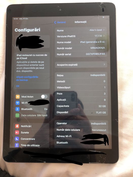 Ipad 6 sticla ecran sparta,functioneaza impecabil