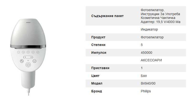 фотоепилатор philips bri940/00
