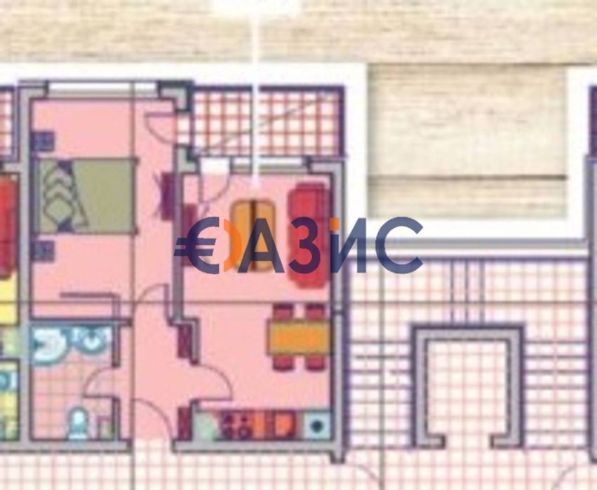 2-стаен апартамент на 4-ти етаж, Грийн Парадайз 5, Приморско-53,28 кв.