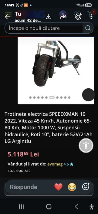 motor 1000 watt / viteza 55/h /ca si noua