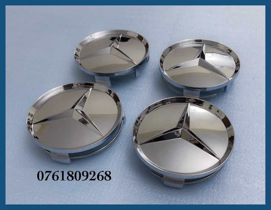 Set 4 capace crom 75mm jante aliaj Mercedes Benz