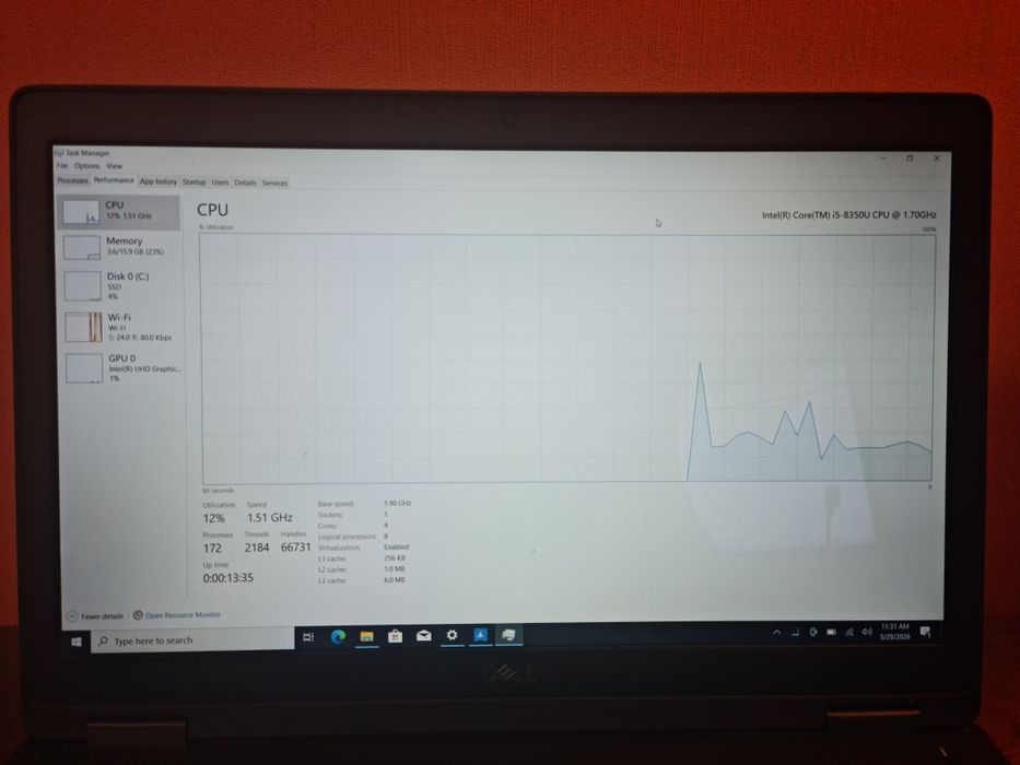 Laptop Dell Latitude 5590 I5-8350U 1.7Ghz 256SSD stare BUNA
