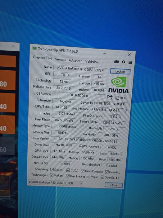 2060 Super Gigabyte 8Gb