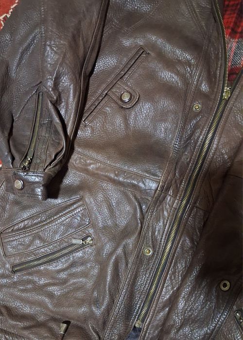 Куртка кожаная, удлинённая, утеплённая