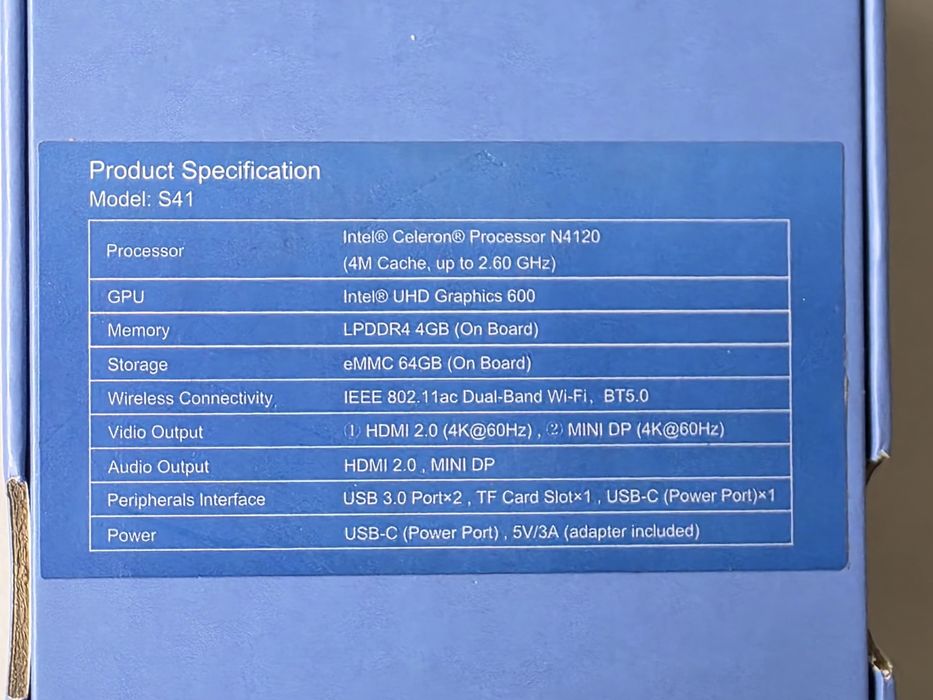 Супер мини PC компютър с Windows 10 pro, MINISFORUM S41 Celeron N4120