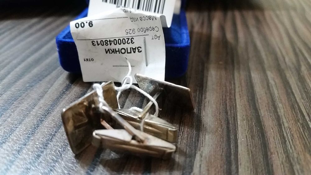 Запонки серебро новые