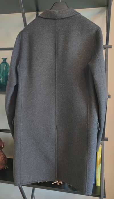 Пальто серое лёгкое шерстяное Mango