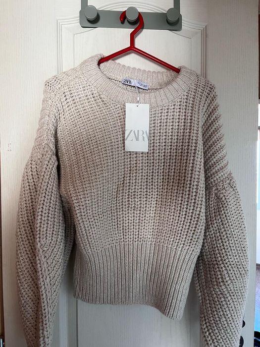 Пуловер поло Zara екрю син